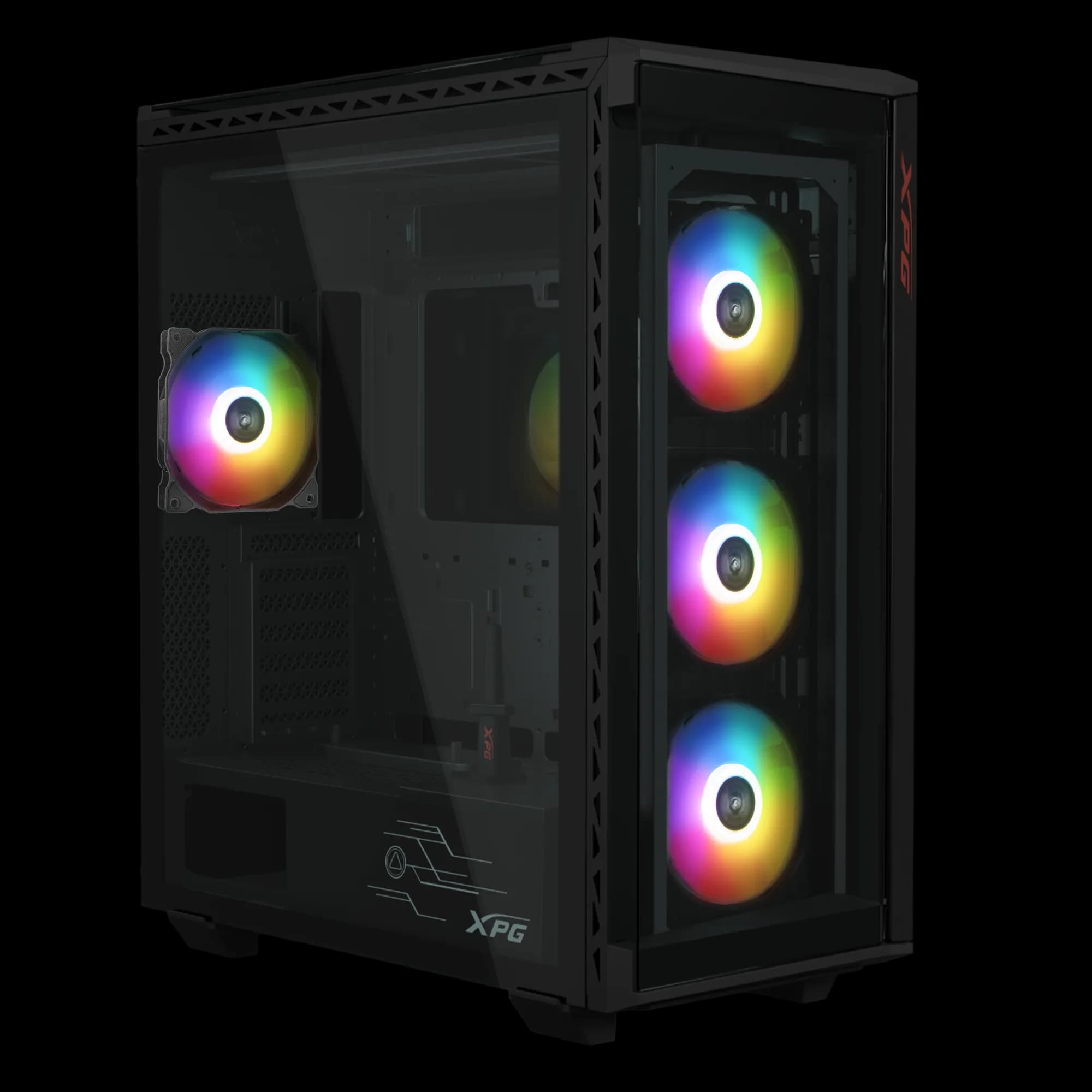 XPG BATTLECRUISER II ST -miditornikotelo ikkunalla ja RGB-valaistuksella, musta