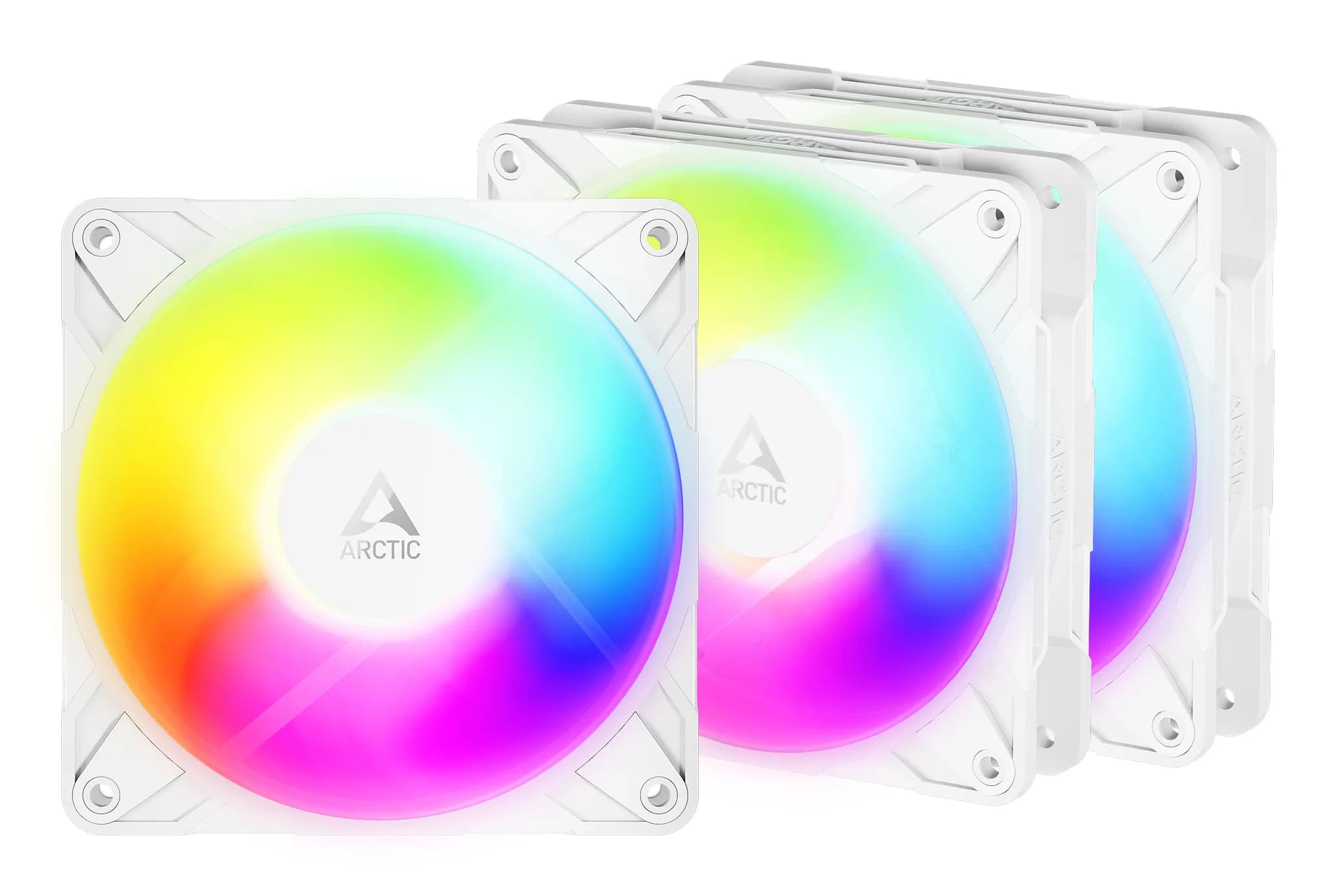 ARCTIC P12 Pro Reverse A-RGB 120 mm -tietokonekotelon tuuletin - Valkoinen - 3 kappaletta