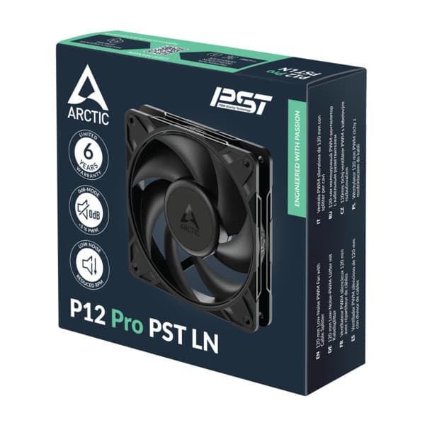 ARCTIC P12 Pro PST LN PWM -tuuletinsarja, nestelaakeri, 120 mm, 5 kpl, musta – ARCTIC