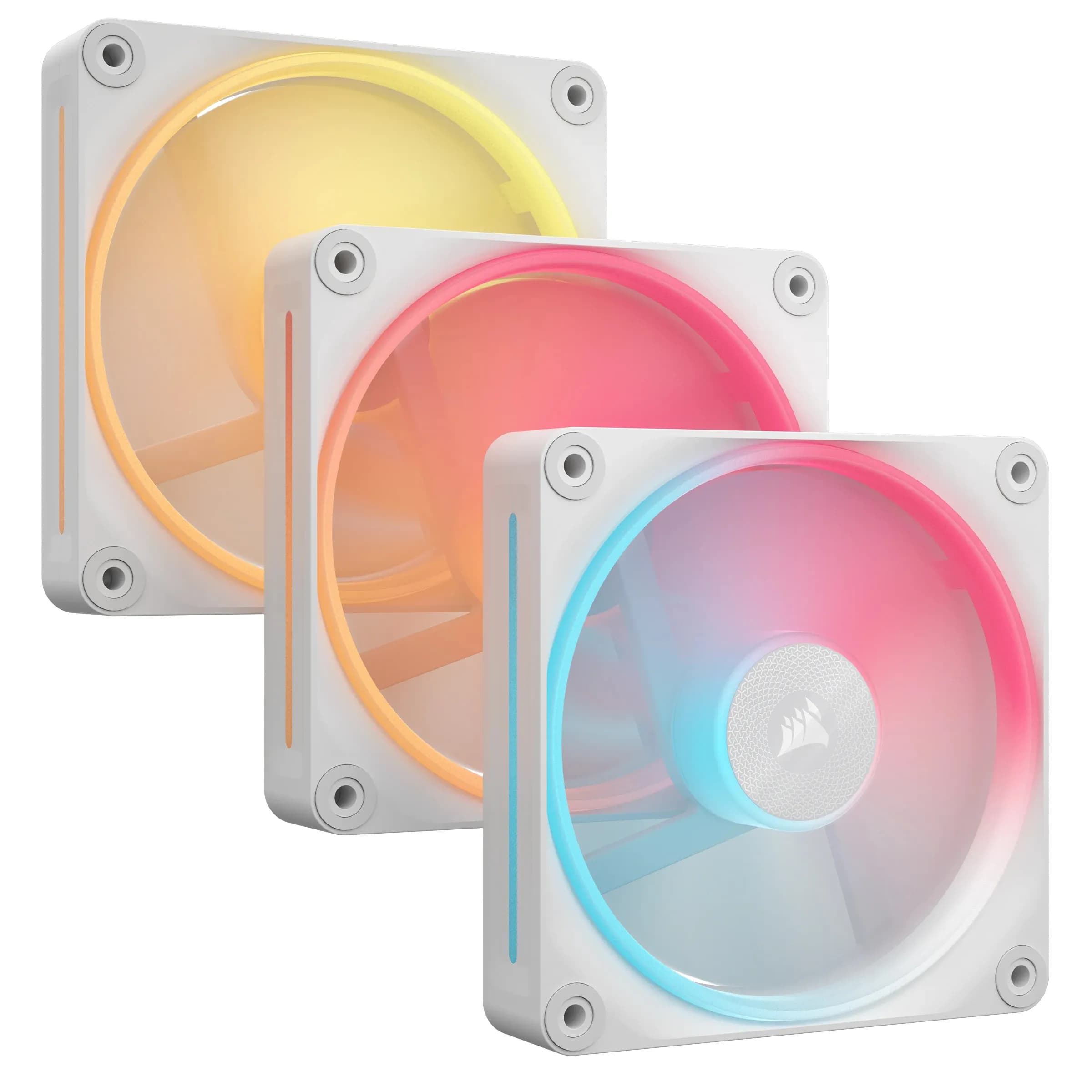 Corsair iCUE LINK LX120-R RGB 120 mm PWM Reverse -kotelotuulettimien aloituspakkaus - Valkoinen (3 kpl) – Corsair