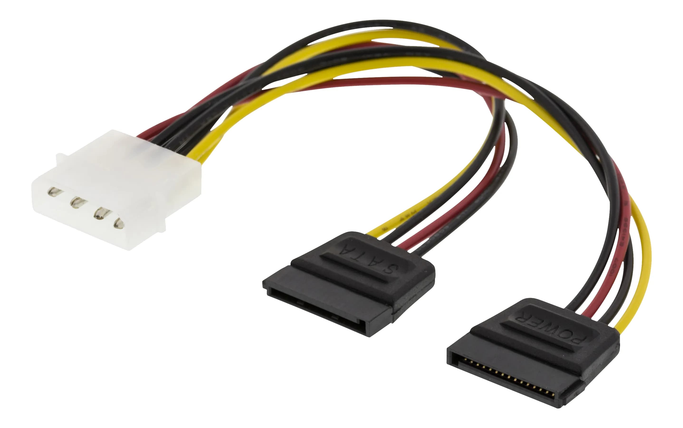 Deltaco Y-virtakaapeli, Molex, 2 x SATA-virranjakaja, 0,15 m – Deltaco