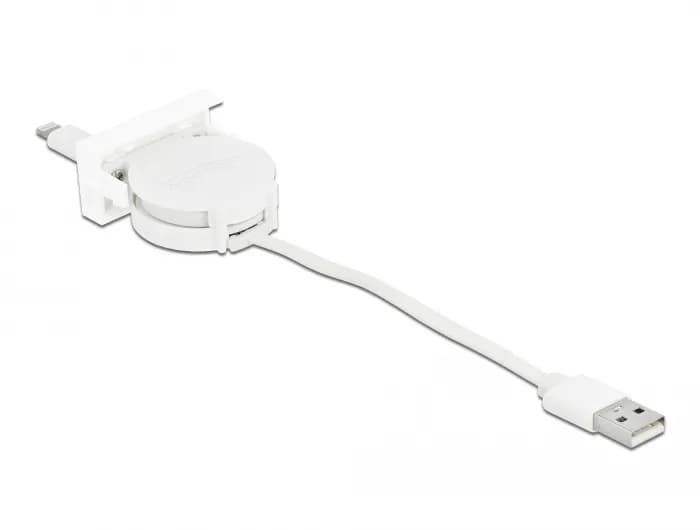 Delock Easy 45 Module USB 2.0 Retractable Cable USB Type-A to 8 Pin Li – De-Lock