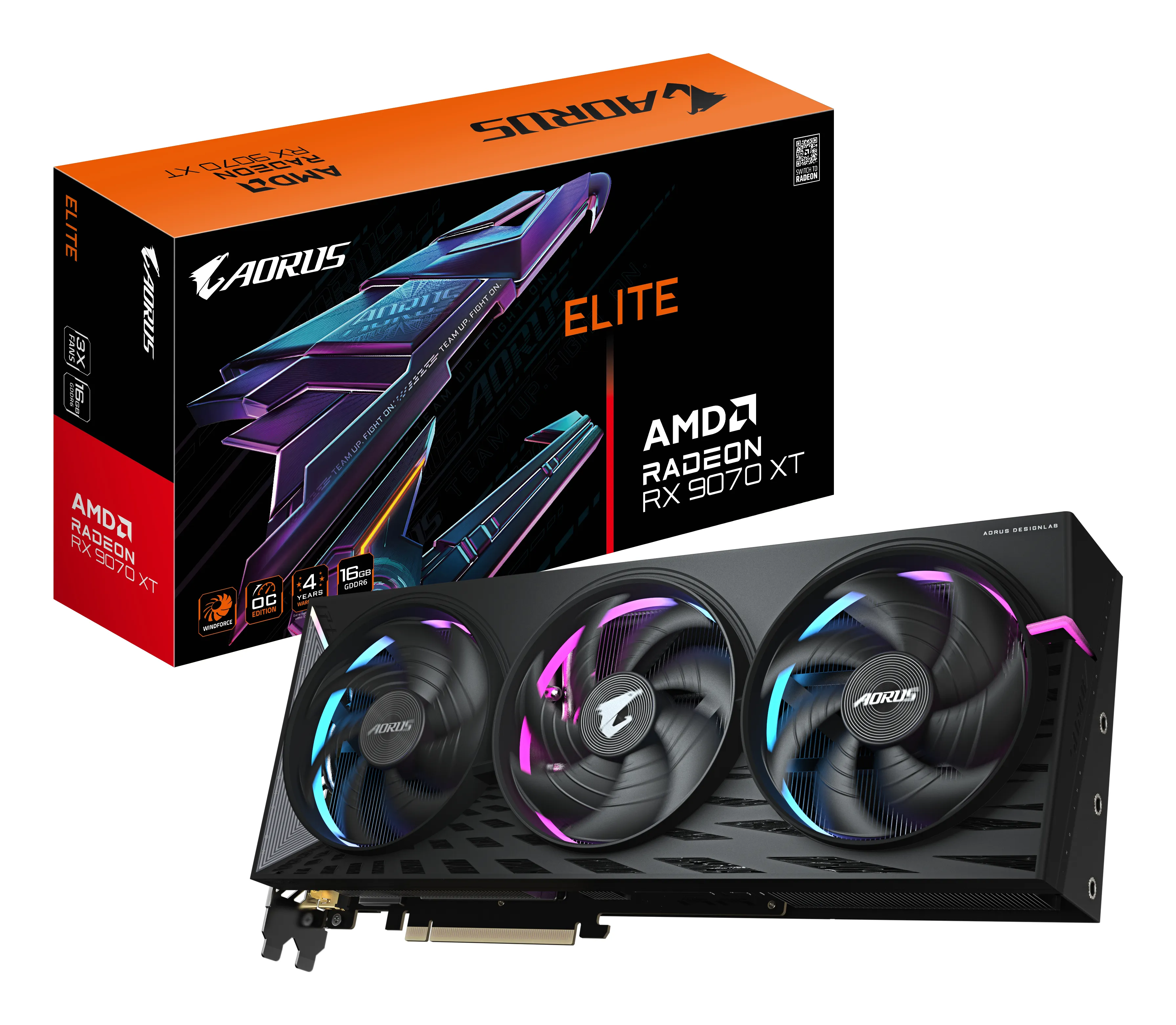 Gigabyte Radeon RX 9070 XT AORUS OC 16 Gt -näytönohjain – Gigabyte