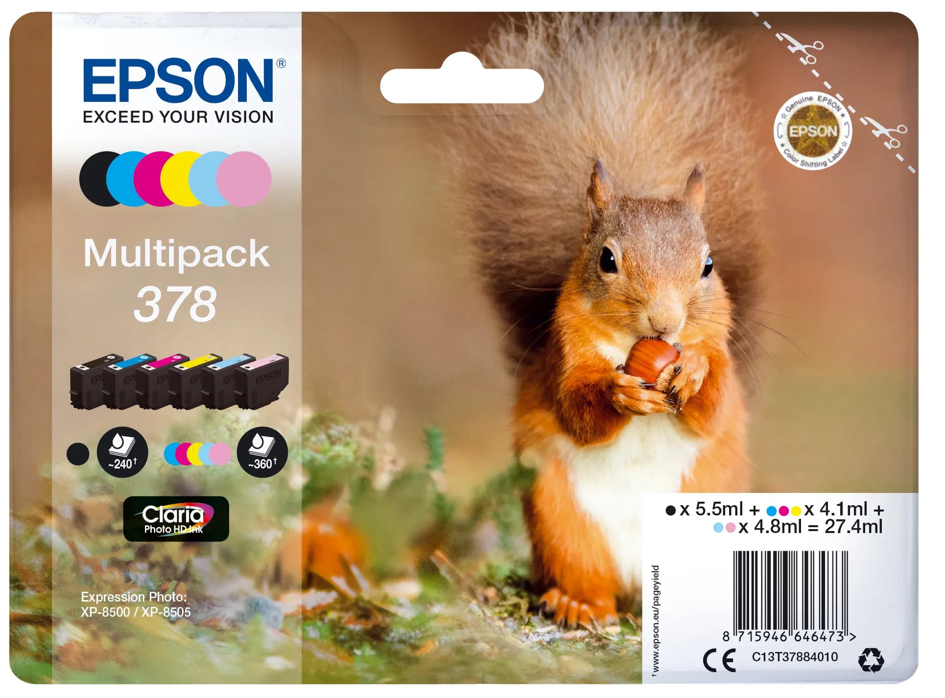 Epson 378 -mustekasettipakkaus, monivärinen, 6 kpl – Epson