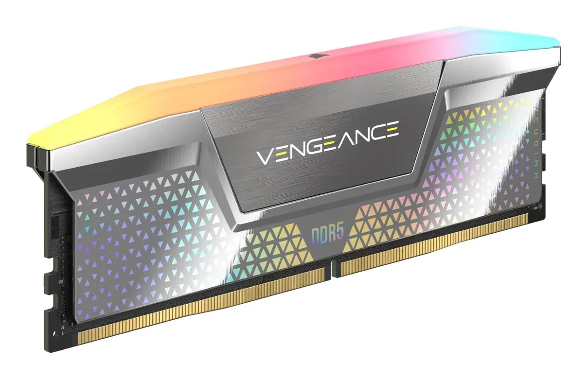 Corsair Vengeance RGB 48 Gt (2 x 24 Gt) DDR5 8000 MHz, CL38 -muisti, hopea (XMP) – Corsair
