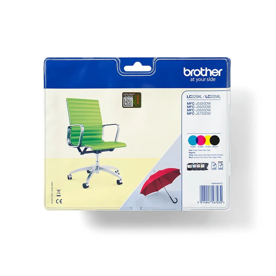 Brother LC229XL-mustekasettipakkaus, musta, syaani, magenta, keltainen, 4 kpl