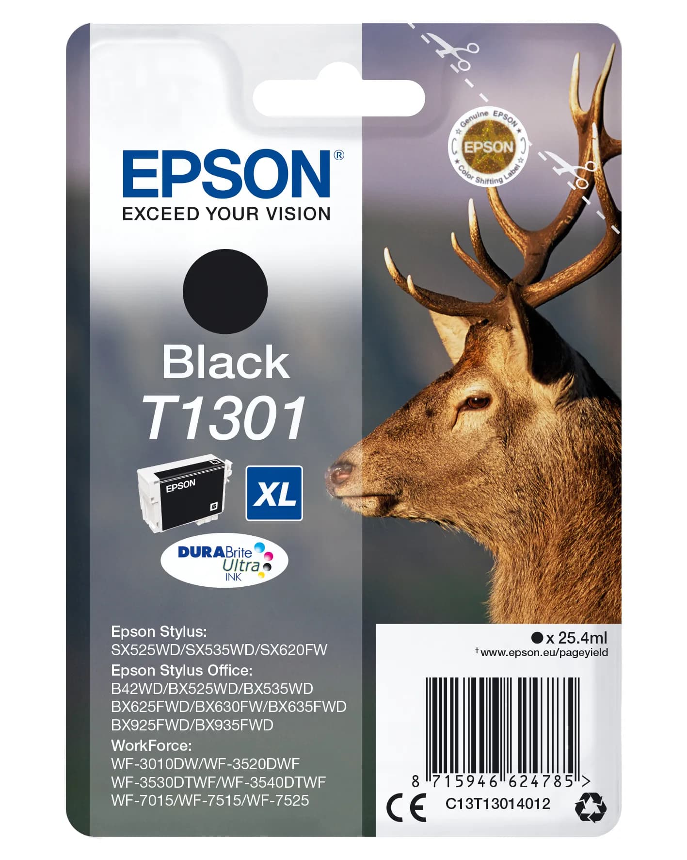 Epson T1301XL-mustekasetti, 25.4 ml, musta – Epson