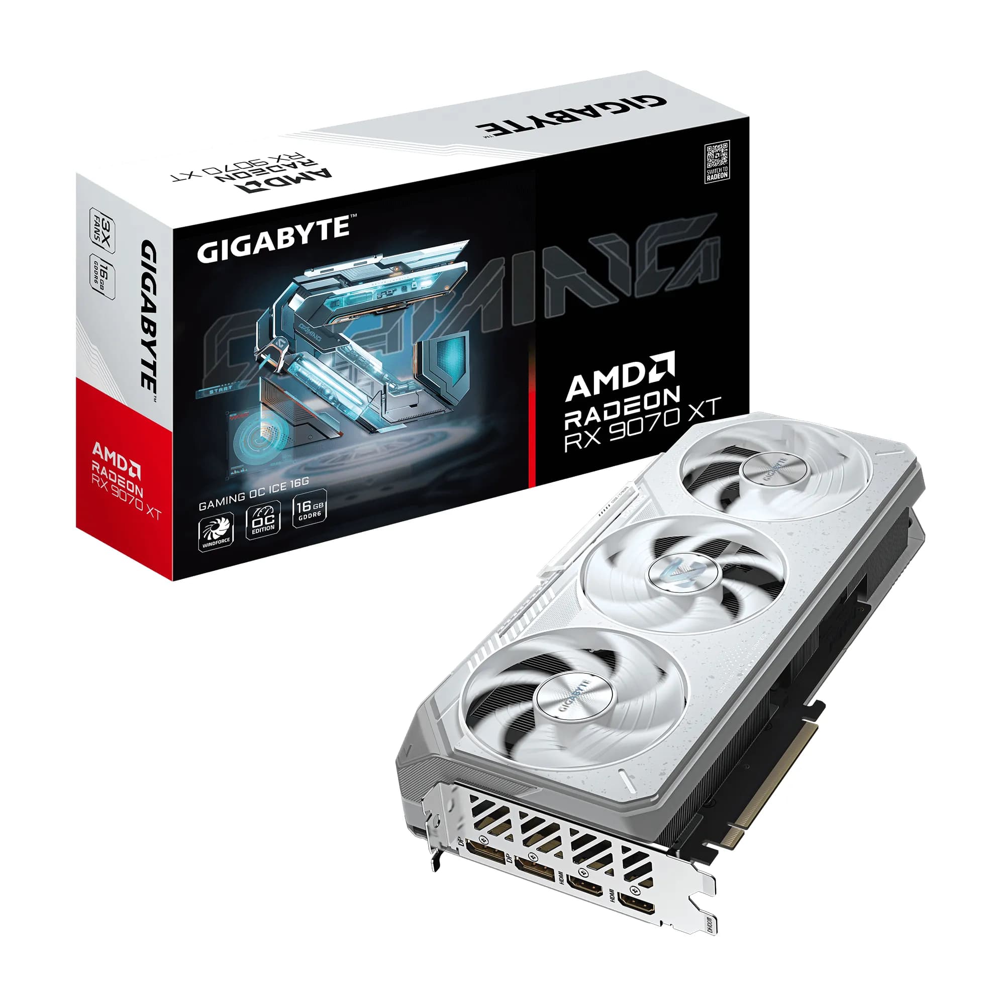 Gigabyte Radeon RX 9070 XT GAMING ICE OC 16 Gt -näytönohjain – Gigabyte