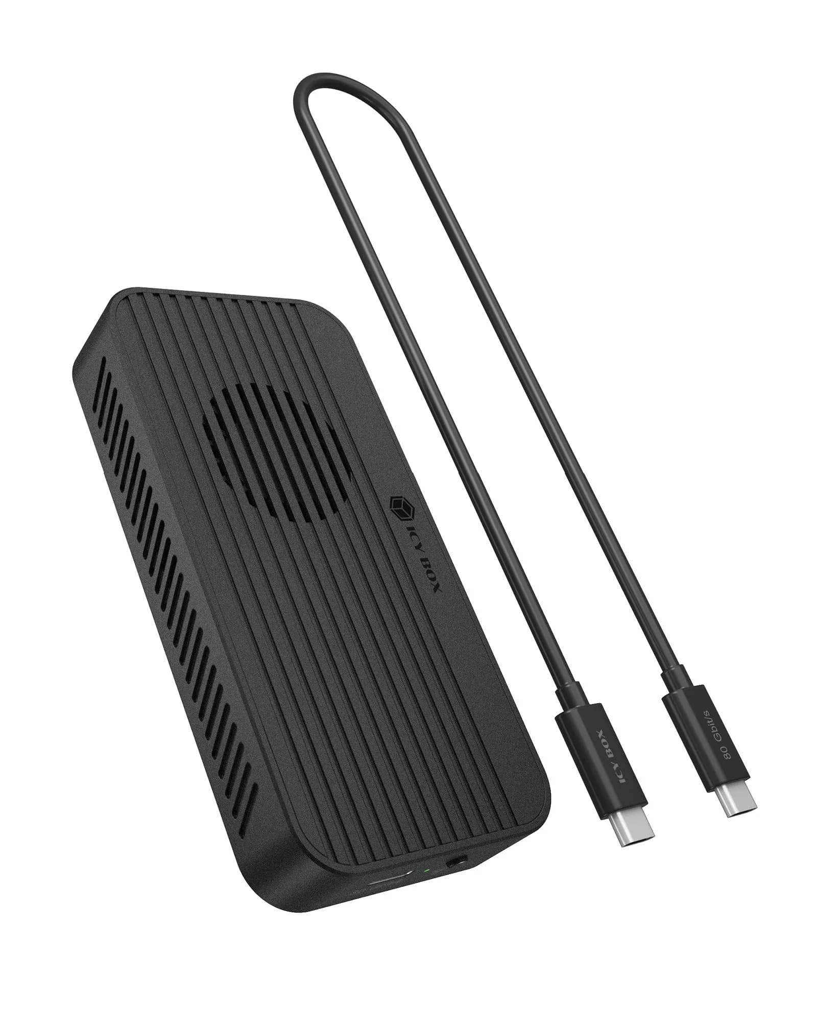 ICYBOX IB-1980M-80G M.2 NVMe SSD -kotelo, Thunderbolt 5, USB-C, 80 Gbit/s, musta