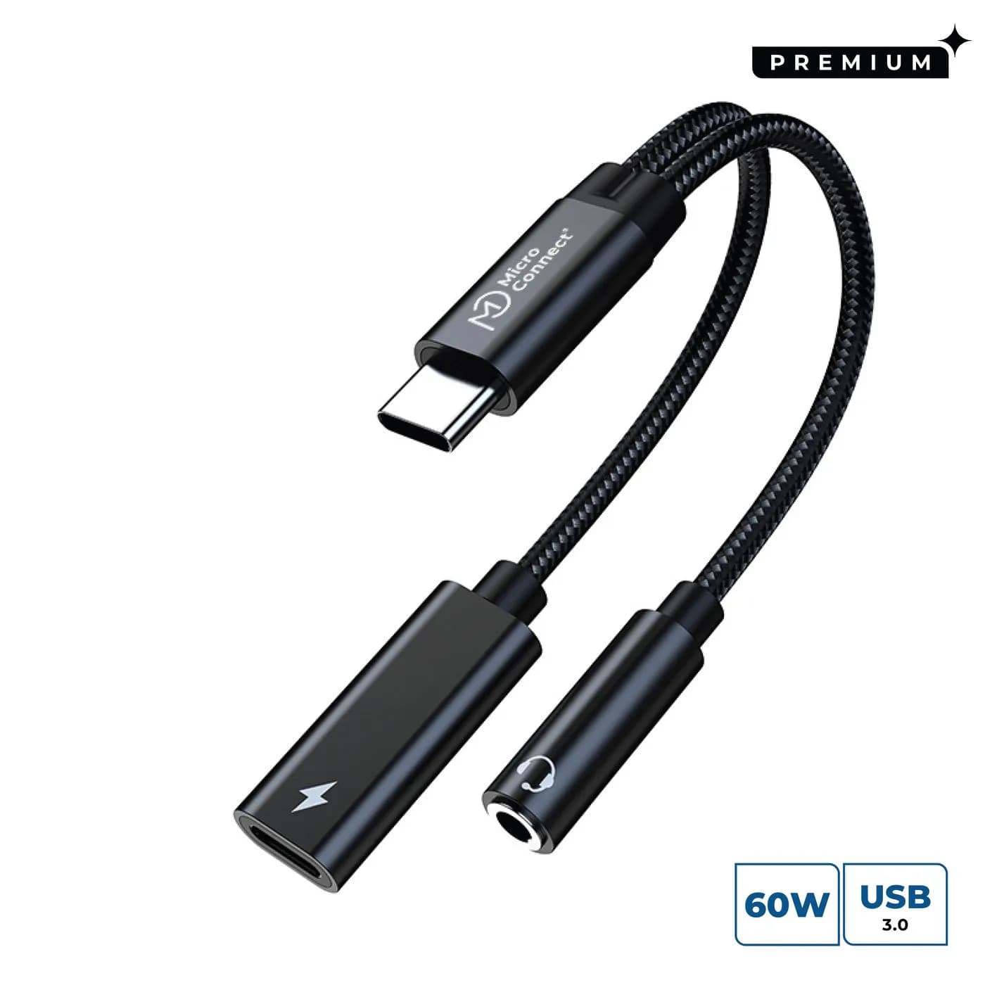 MICROCONNECT USB-C to USB-C PD and Audio -adapteri, 13cm, Hopea – Microconnect