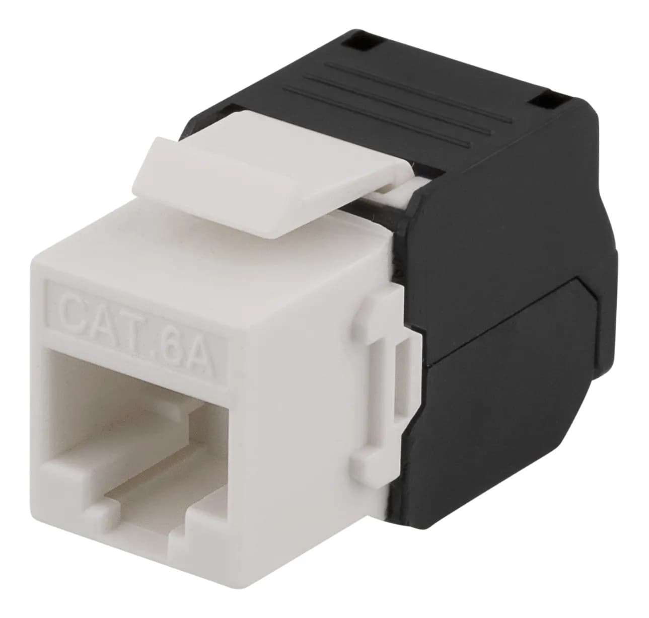 Cat6A jack 180 mini, unshielded, toolless, max 18mm wide, white – Deltaco