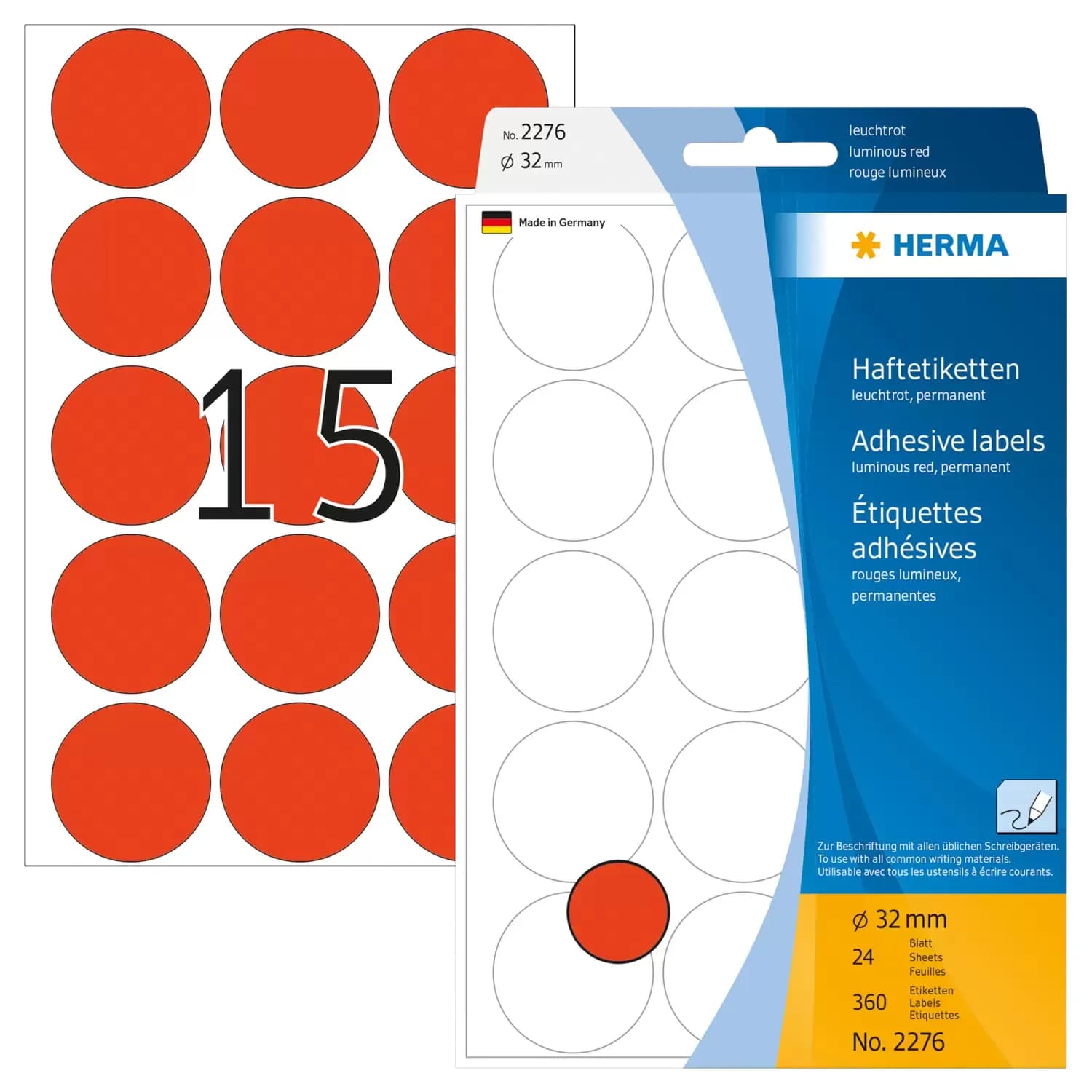 Herma label manual ø32 neon red (360) – Herma