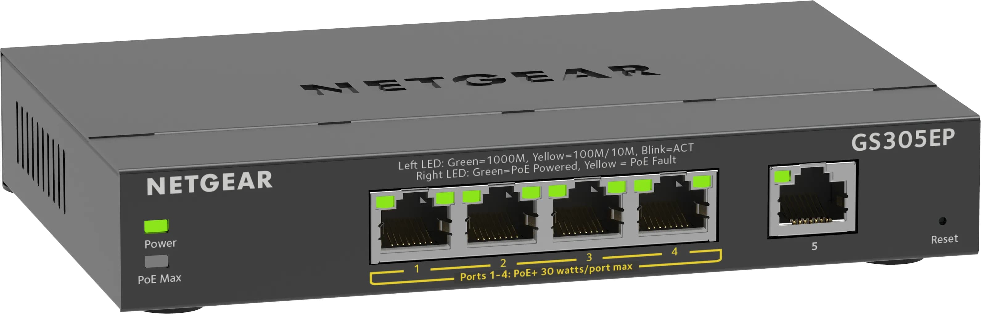 NETGEAR GS305EP - Kytkin, Musta