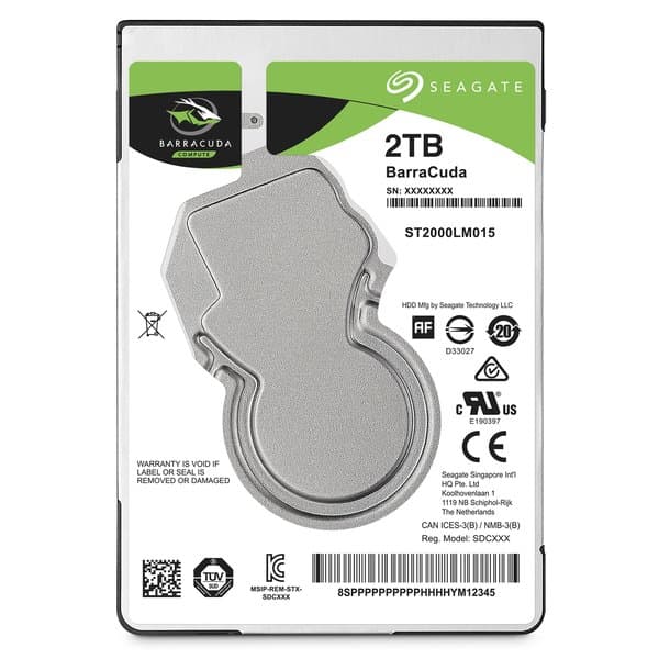 Seagate BarraCuda 2.5" 2 Tt, 5400 RPM, 128 MB, SATA 6 Gb/s -kovalevy – Seagate