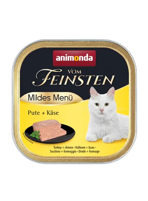Animonda Vom Feinsten Adult Mild Menu Turkey with Cheese, Kissan märkäruoka, Sensitive, 100 g – Animonda