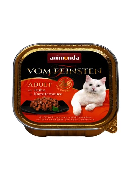 Animonda Vom Feinsten Chicken in Carrot Sauce, Kissan märkäruoka, Adult, Viljaton, 32 x 100 g – Animonda