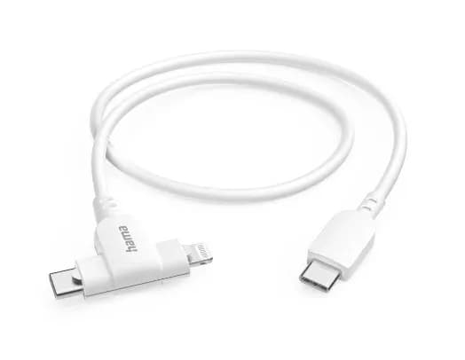 Hama 2-in-1 USB-C – USB-C/Lightning -kaapeli, 1,5 m, valkoinen
