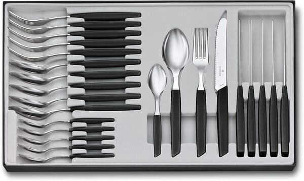 Victorinox Swiss Modern -aterinsetti, 24 osaa, musta