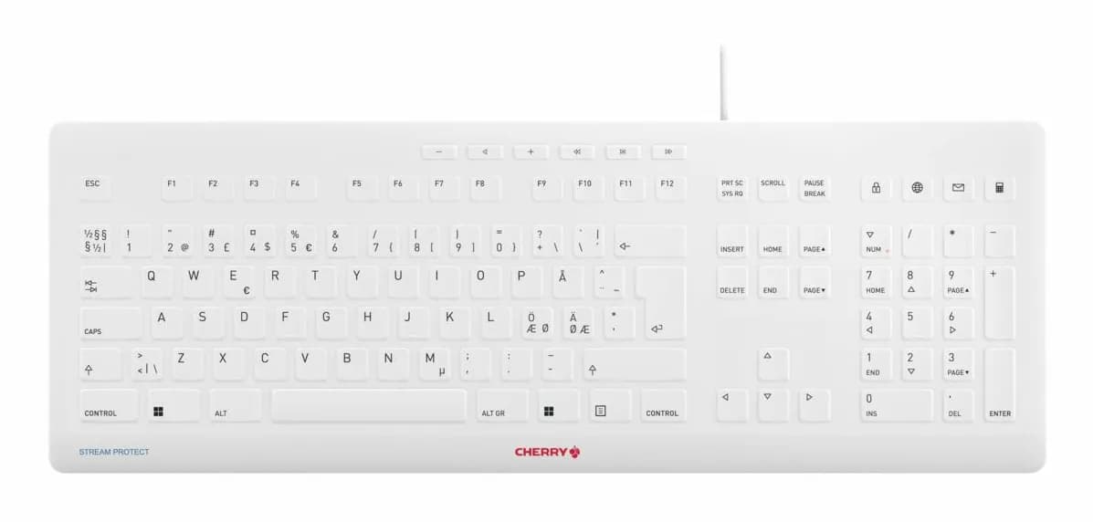 CHERRY STREAM PROTECT JK-8502PN-0 -näppäimistö, Cherry SX, vaaleanharmaa
