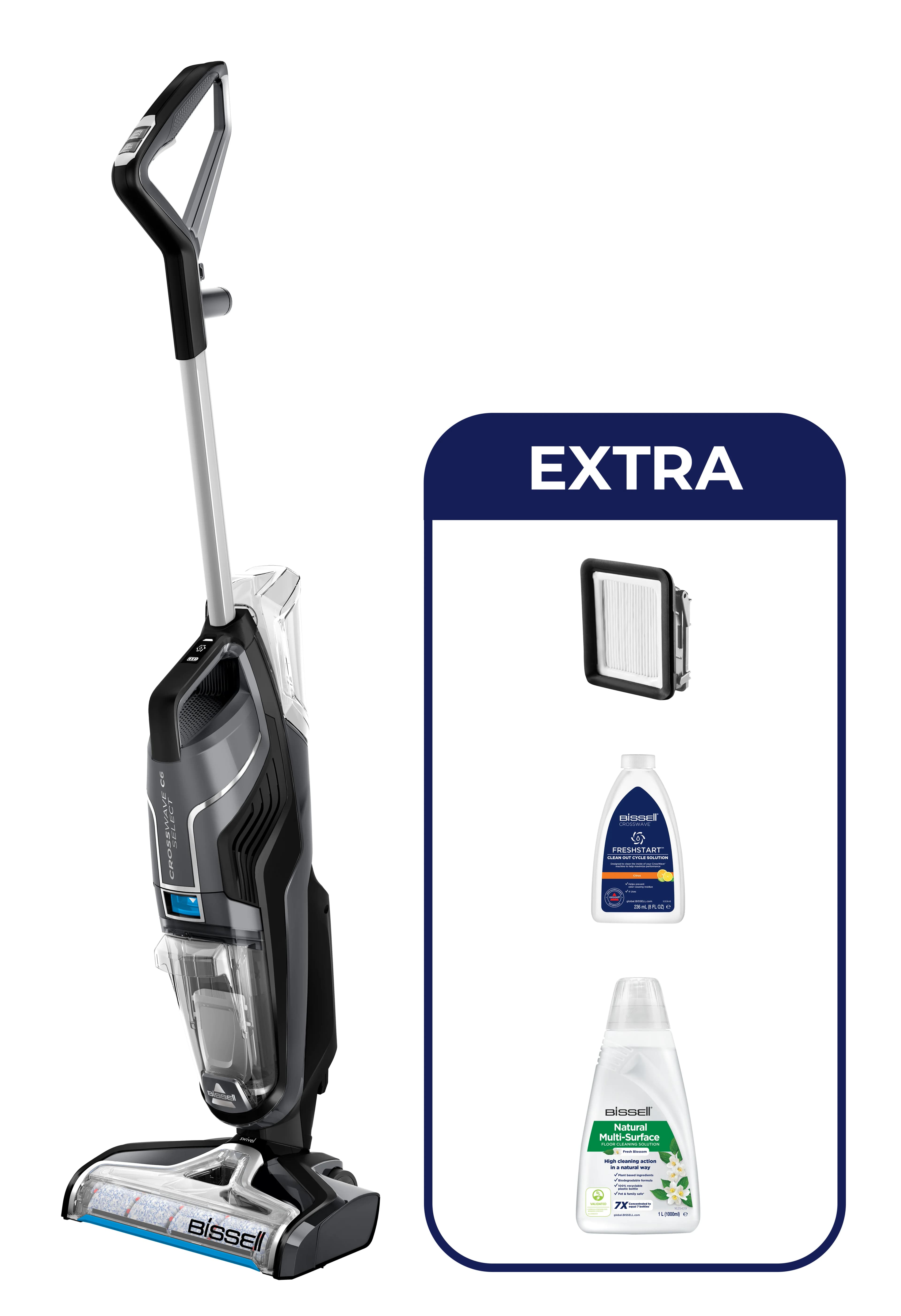 BISSELL CrossWave C6 Select 0.62L 255W -märkä-kuivaimuri, musta