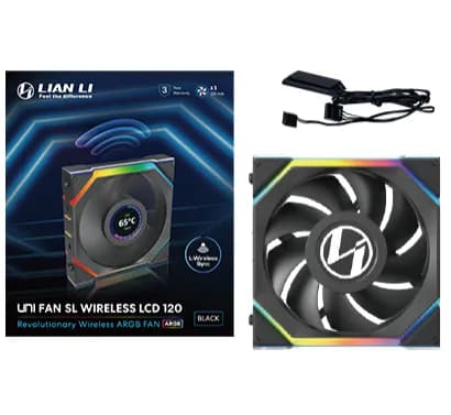 LIAN LI UNI FAN SL Wireless LCD PWM ARGB -tuuletin, nestelaakeri, 120 mm, musta – Lian-Li