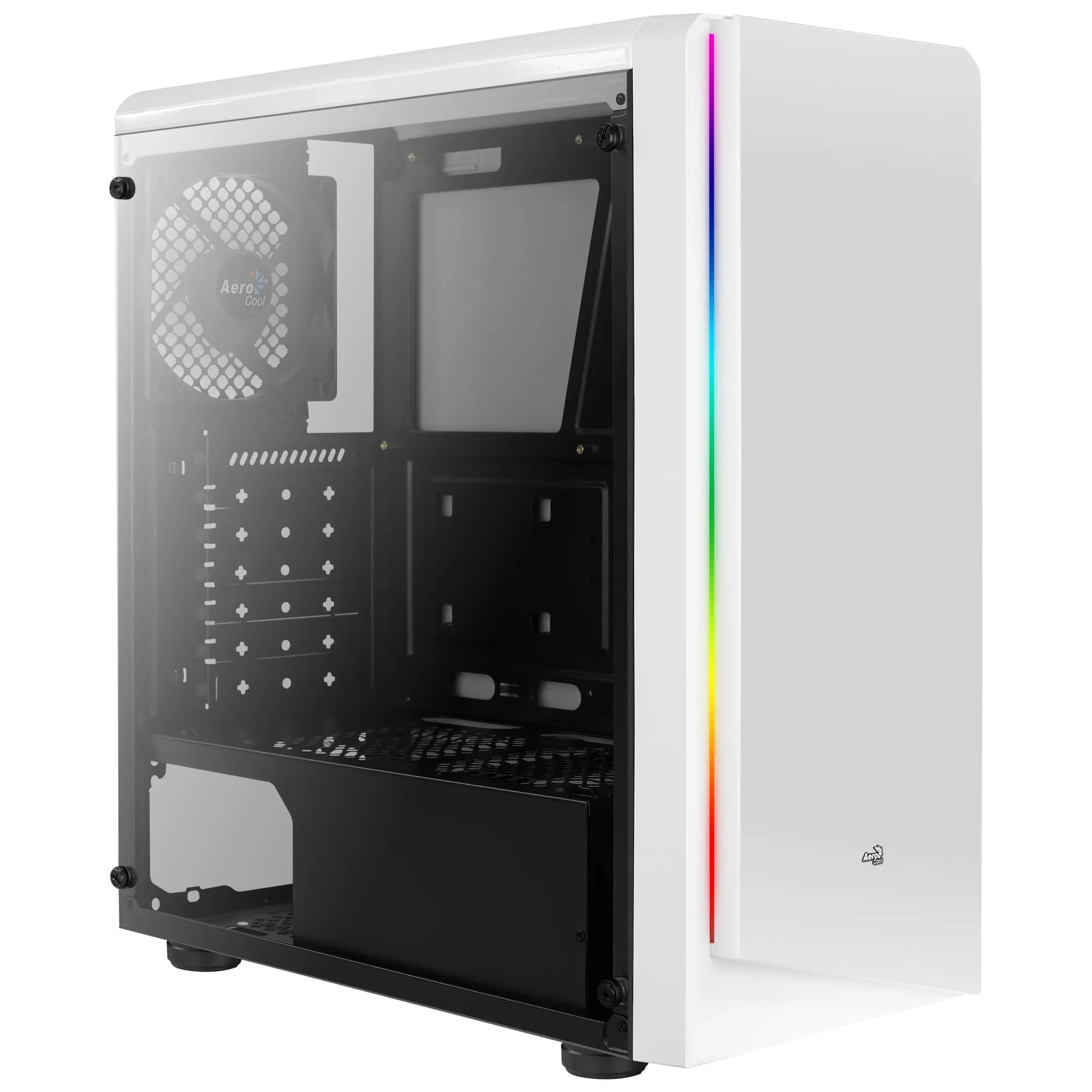 AEROCOOL Rift -miditornikotelo RGB-valaistuksella, valkoinen – AEROCOOL