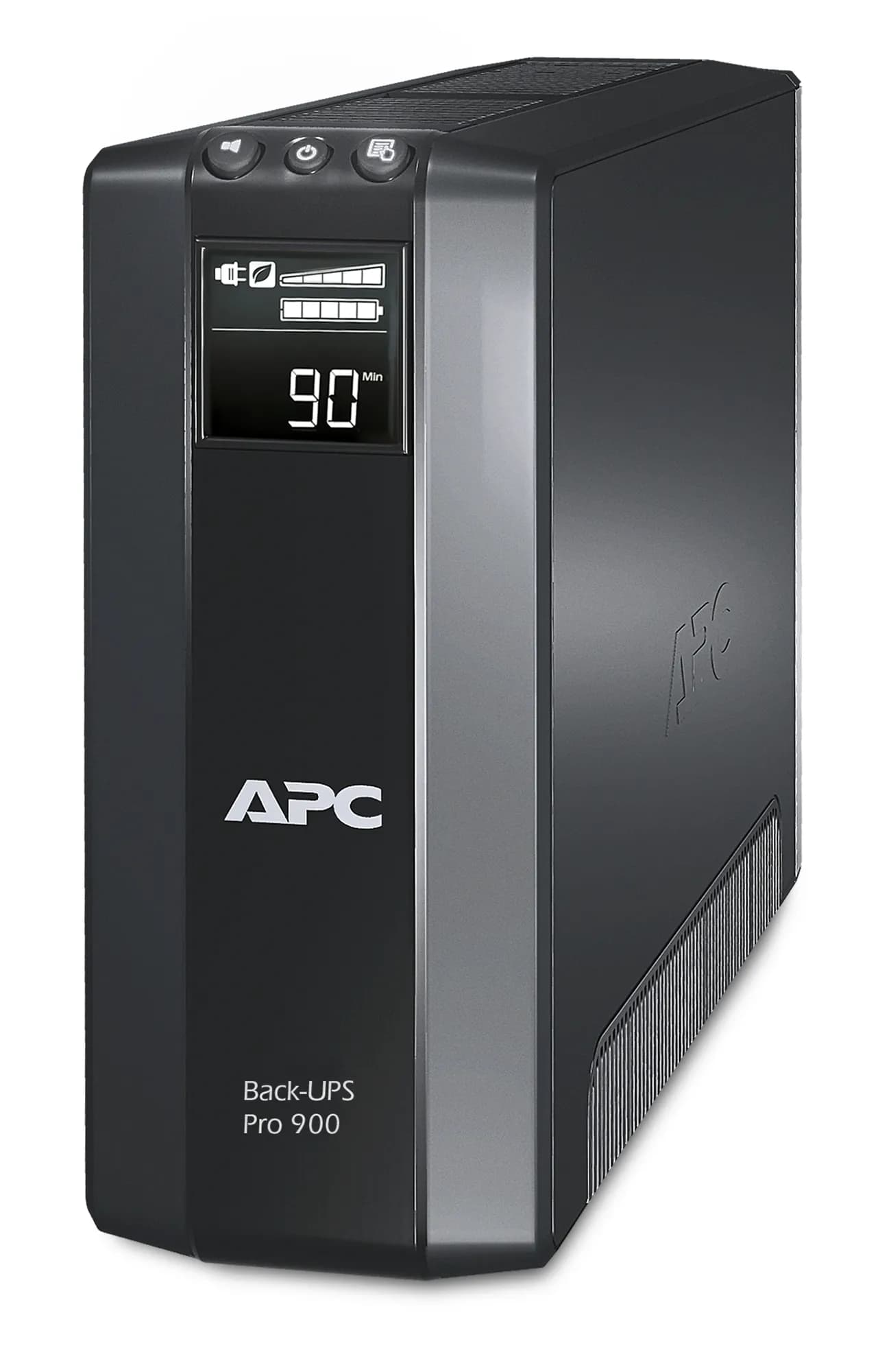 APC Power-Saving Back-UPS Pro Schuko 900 VA / 540 W 230V 9 min (50% 27 min). Lähtöliitynnät 3x Schuko akkuvarmennettua ja 2x Shuko vain ylijännitesuoj