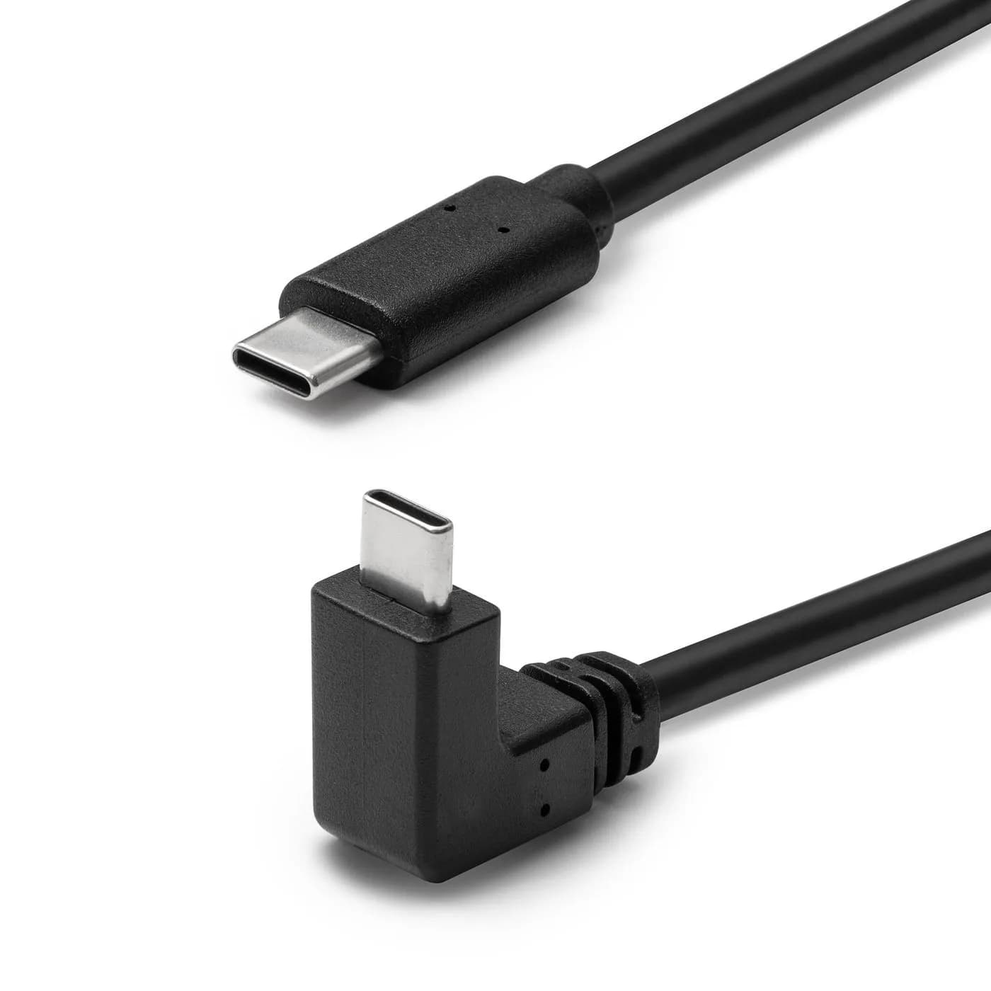 MicroConnect USB-C -kaapeli, kulmaliitin, 10 Gbps, 60 W, 1 m, musta