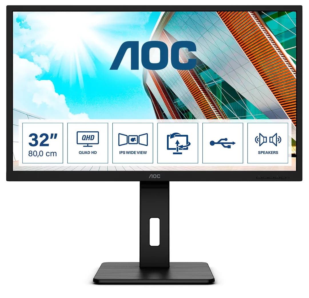AOC 31.5" Q32P2, QHD, IPS -näyttö – AOC