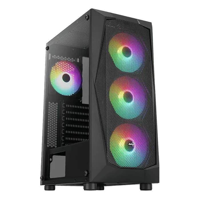 AEROCOOL Falcon ARGB -miditornikotelo ikkunalla, musta – AEROCOOL