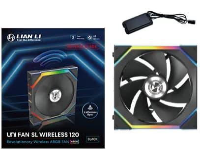 LIAN LI UNI FAN SL Wireless Reverse Blade PWM ARGB -tuuletin, nestelaakeri, 120 mm, musta – Lian-Li