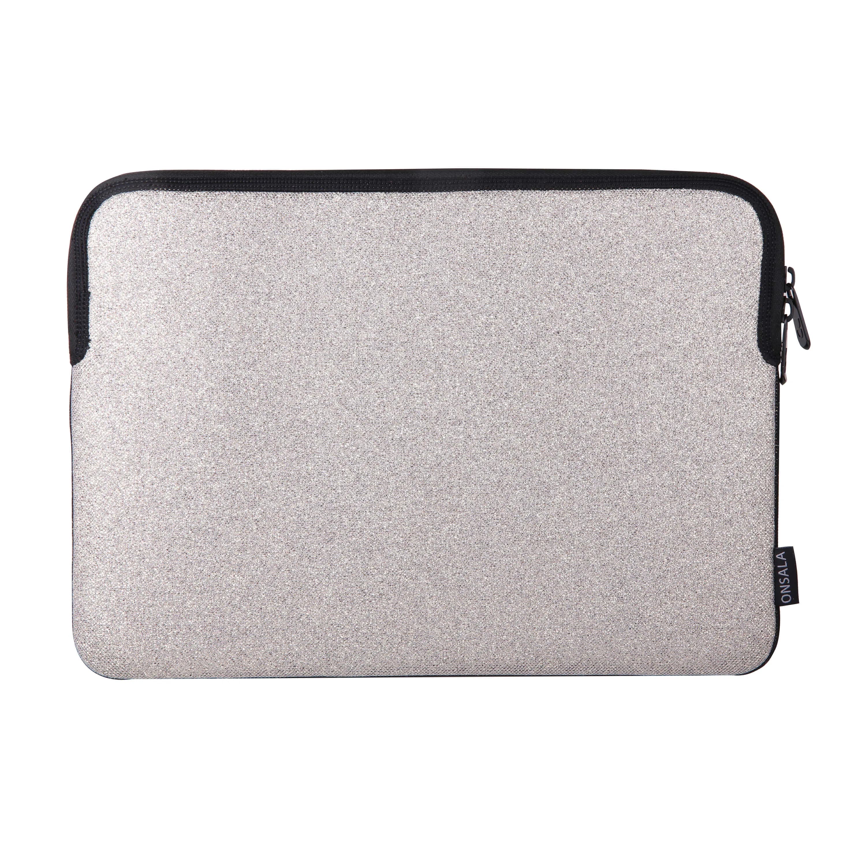 Onsala Sleeve Glitter -suojatasku, hopea, 14" – Onsala