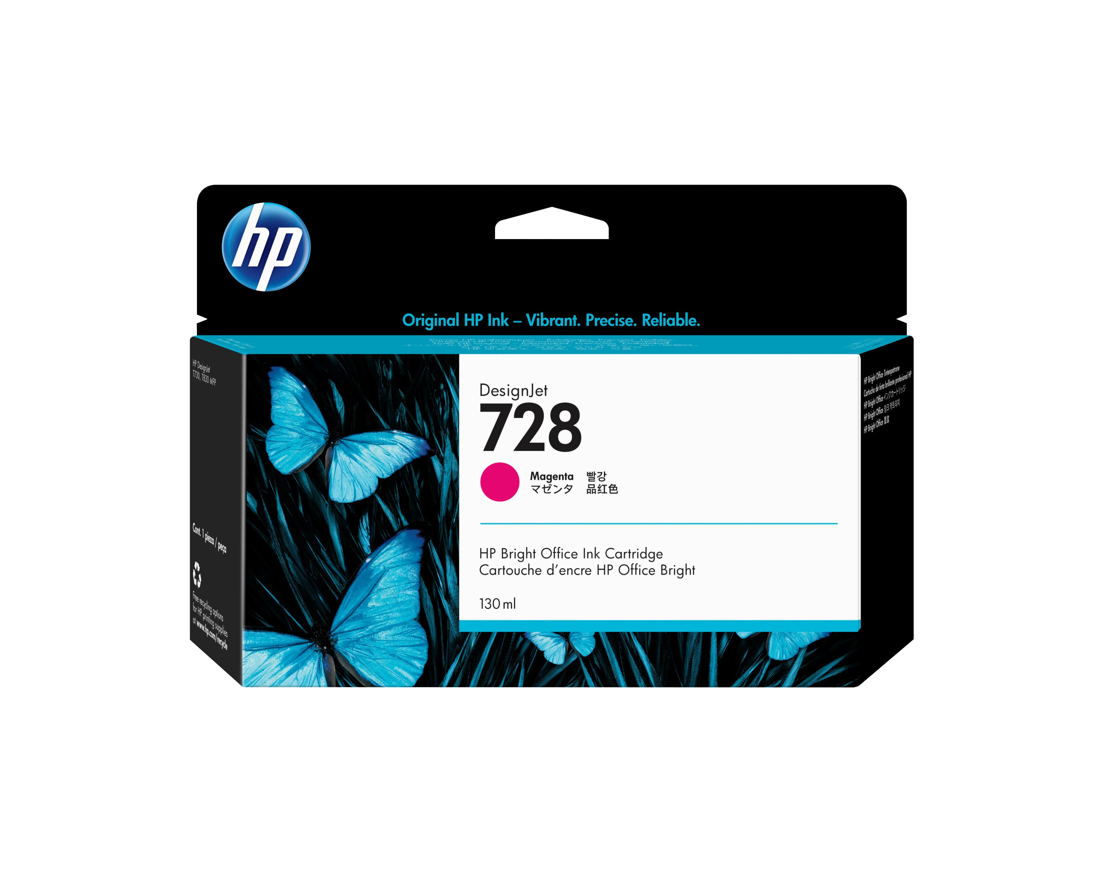 HP 728 -mustekasetti, 130 ml, magenta