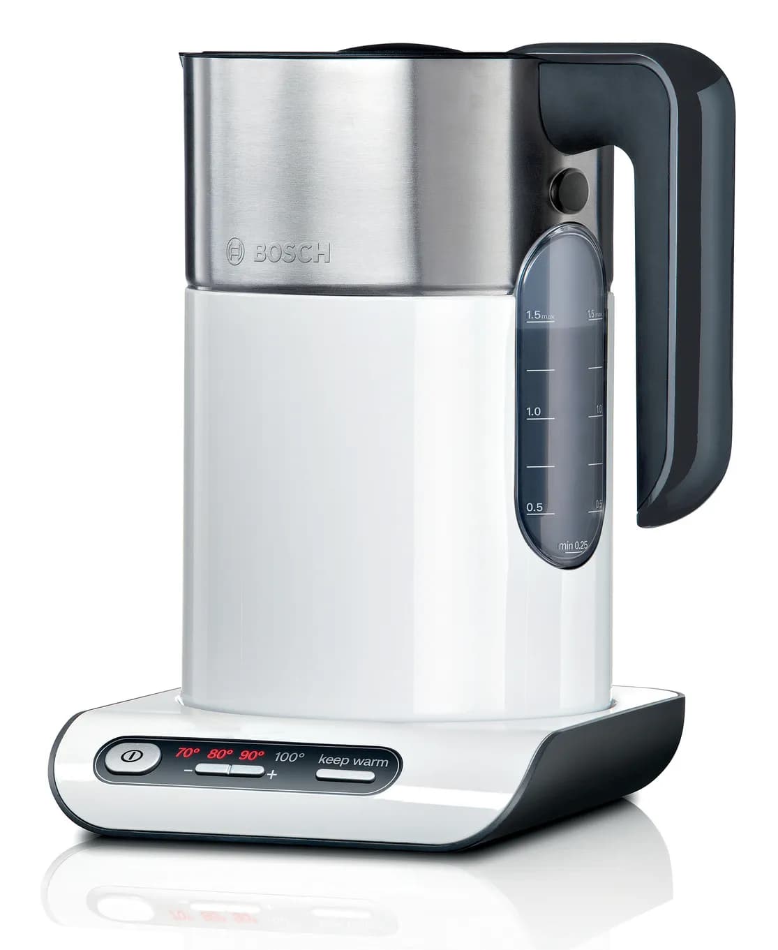 Bosch Styline TWK8611P -vedenkeitin, 1,5 l, 2400 W, valkoinen