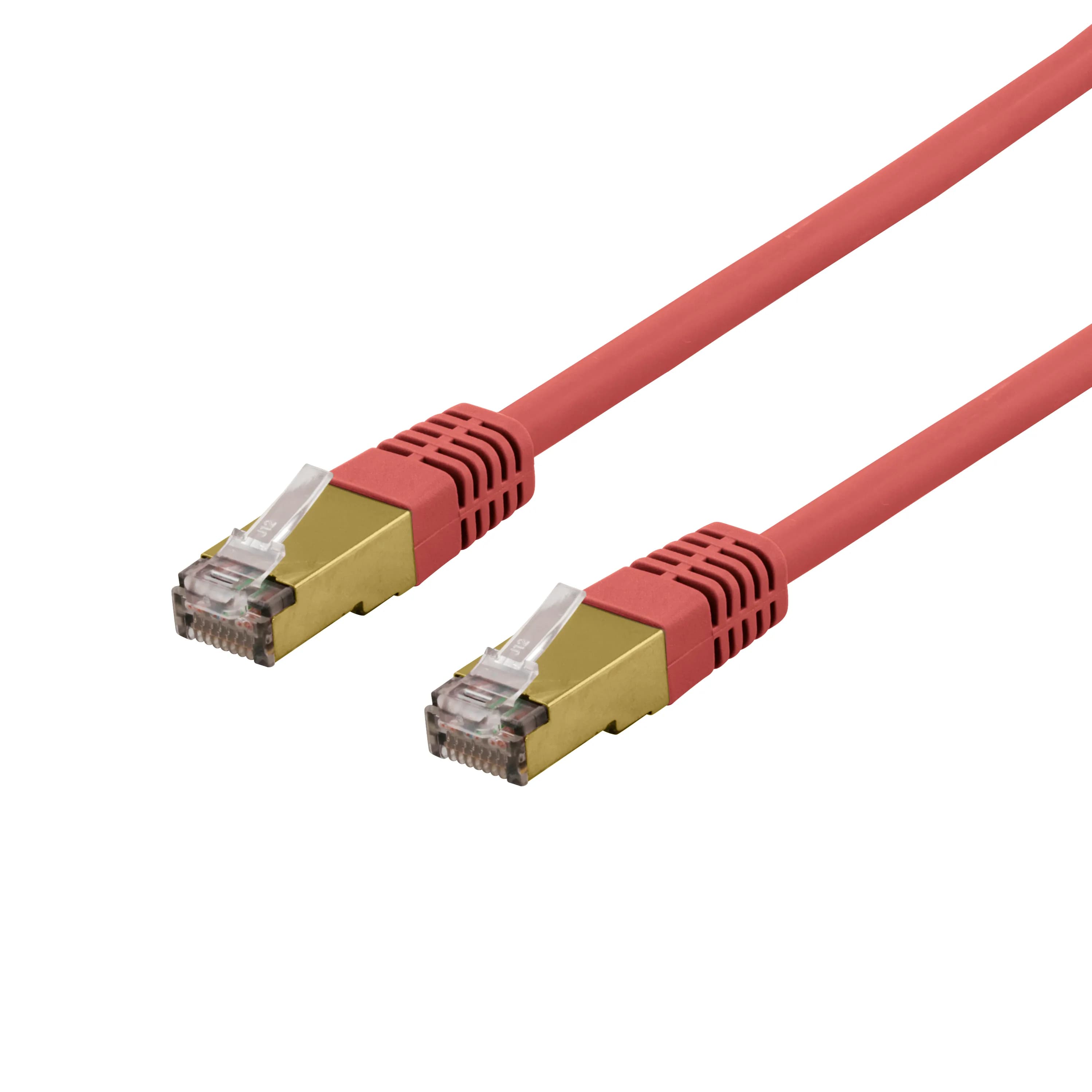 Deltaco Cat6a S/FTP RJ45 0.5m -verkkokaapeli, punainen