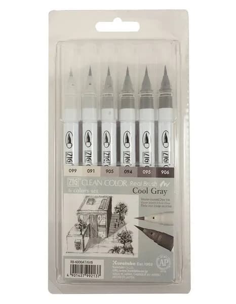 ZIG Clean Color Real Brush 6-set Cool gray – ZIG