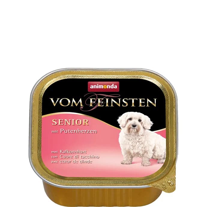 Animonda Vom Feinsten Senior Turkey Hearts, Koiran märkäruoka, Viljaton, 150 g – Animonda