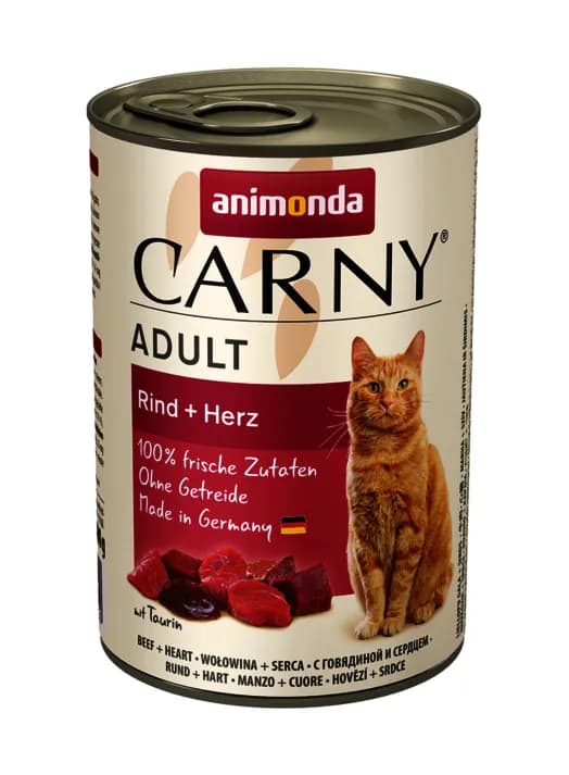 Animonda Carny Adult Beef & Heart, Kissan märkäruoka, Viljaton, 200 g – Animonda