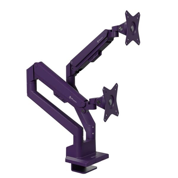 Arozzi Alzare Neo Duo -monitorivarsi kahdelle näytölle 17-34", kaasujousella, 9 kg, violetti – AROZZI