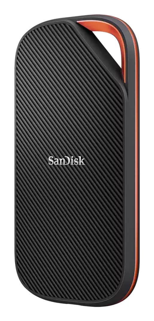SanDisk Extreme PRO 2 Tt USB4 -ulkoinen SSD, kannettava, iskunkestävä, roiskesuojattu, PS5-yhteensopiva, Xbox Series X|S -yhteensopiva, musta/oranssi