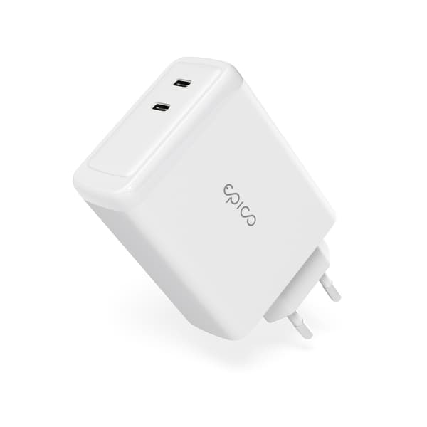 Epico 100W GaN laturipaketti kahdella 2m USB-C kaapelilla - valkoinen