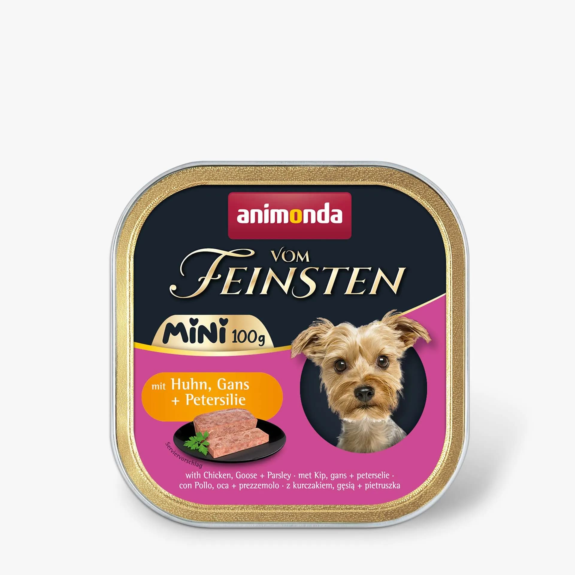 Animonda Vom Feinsten Adult Mini Chicken, Goose & Parsley, Koiran märkäruoka, 100 g – Animonda