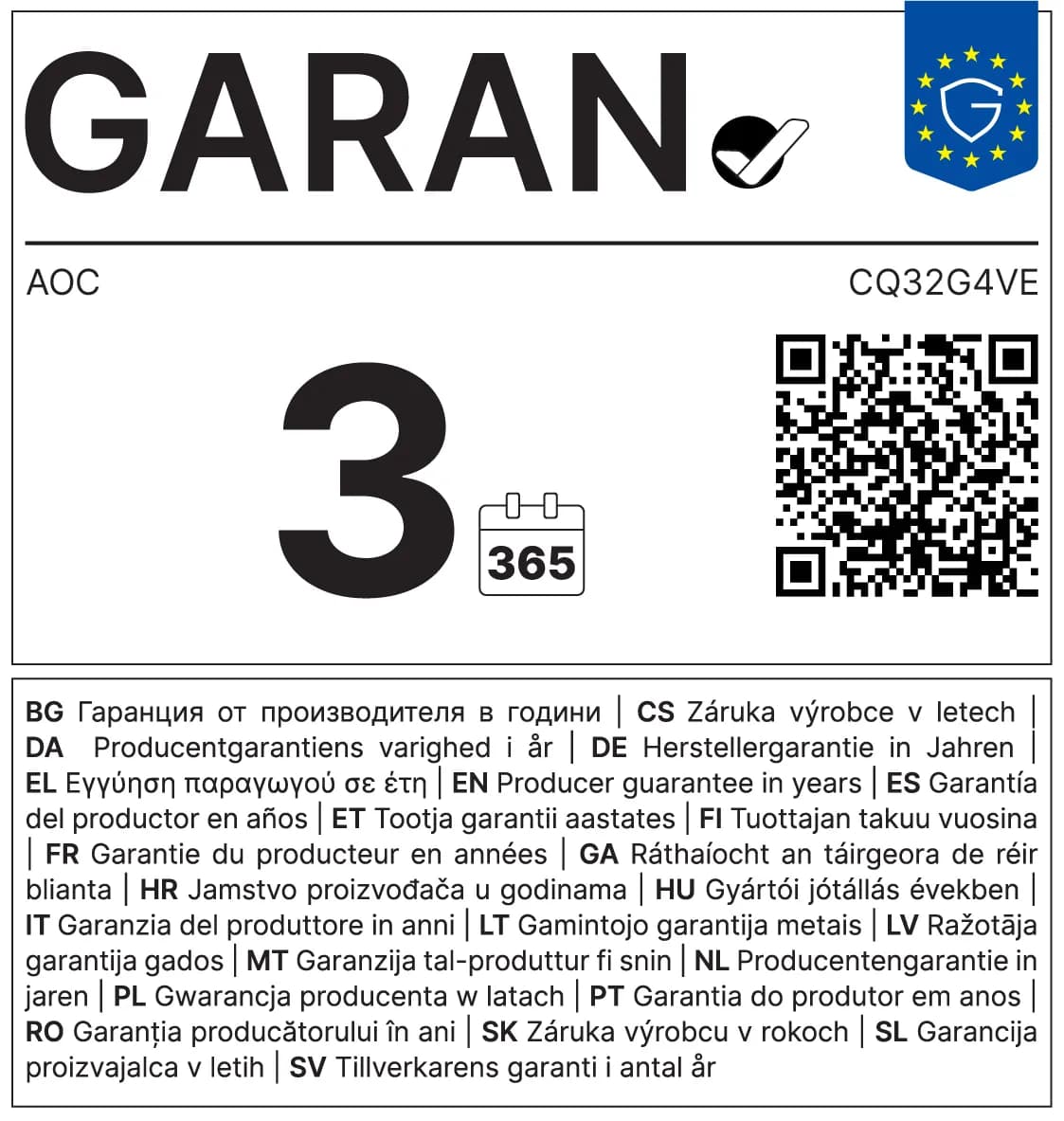 AOC CQ32G4VE 31.5" QHD, VA -kaareva pelinäyttö – AOC