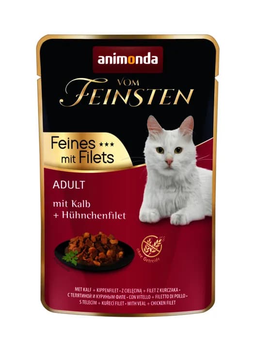 Animonda Vom Feinsten Adult with Chicken and Veal, Kissan märkäruoka, Viljaton, 85 g – Animonda