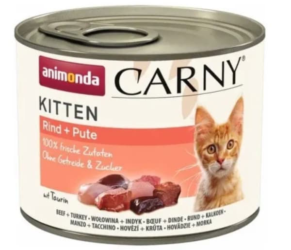 Animonda Carny Kitten Beef & Turkey, Kissan märkäruoka, 200 g – Animonda