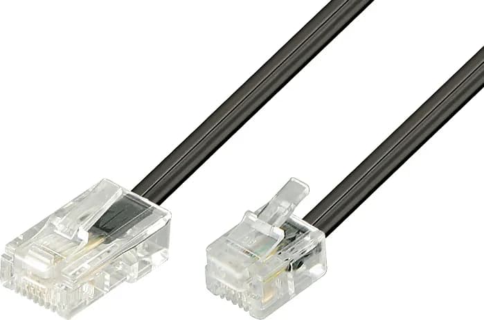 Deltaco RJ45-RJ11 3m -puhelinkaapeli, musta