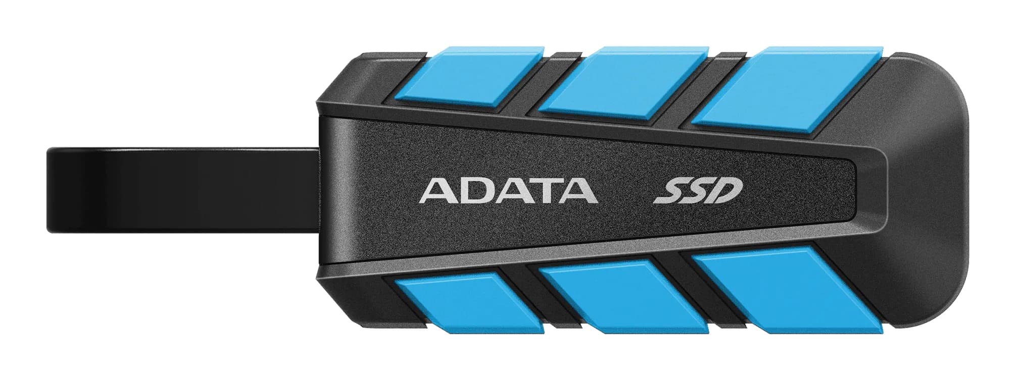 A-DATA SC740 500 Gt USB 3.2 Gen 2 (USB-C) -ulkoinen SSD, iskunkestävä, kannettava, pelikäyttöön, musta, sininen – ADATA