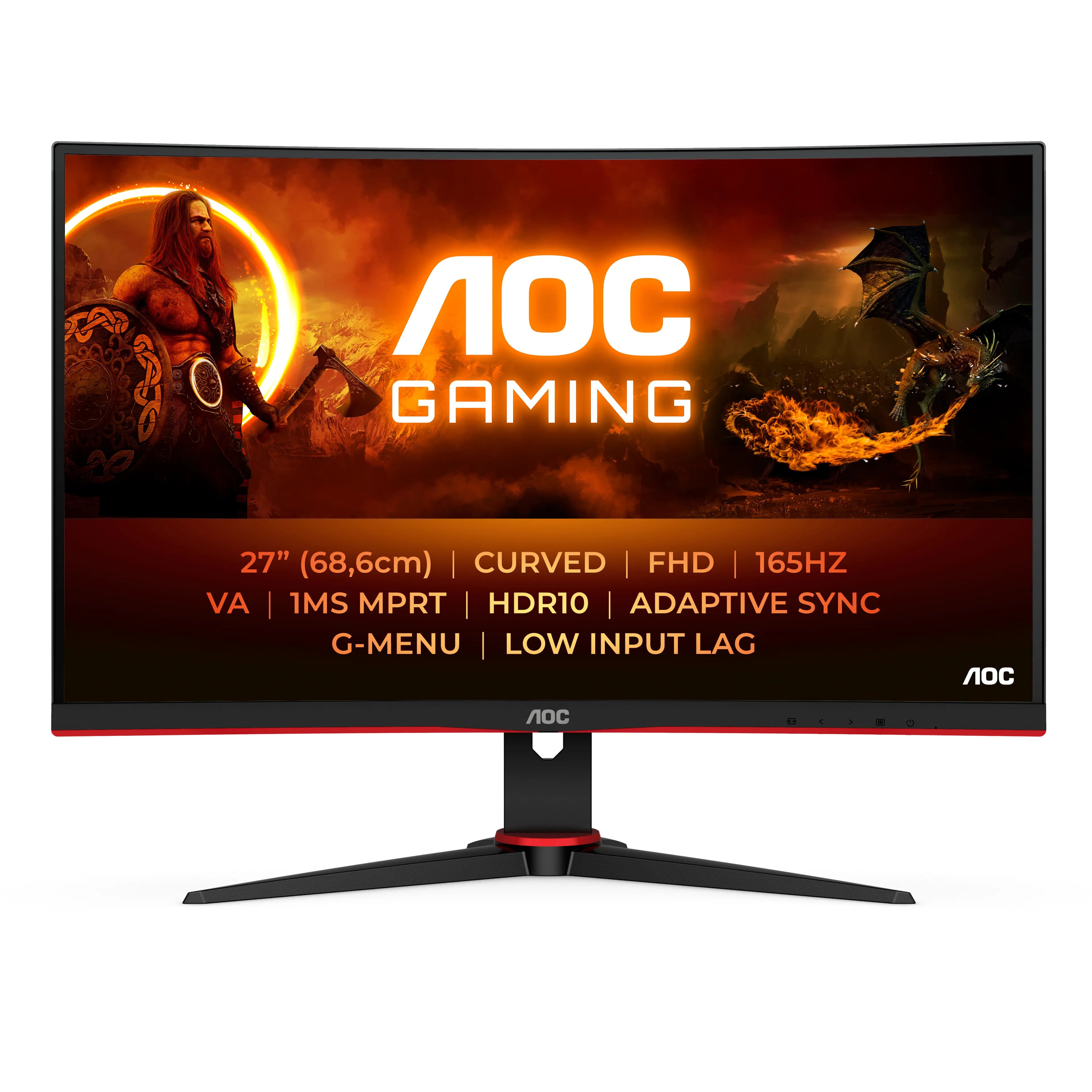 AOC C27G2E/BK 27" Full HD, VA -kaareva pelinäyttö – AOC