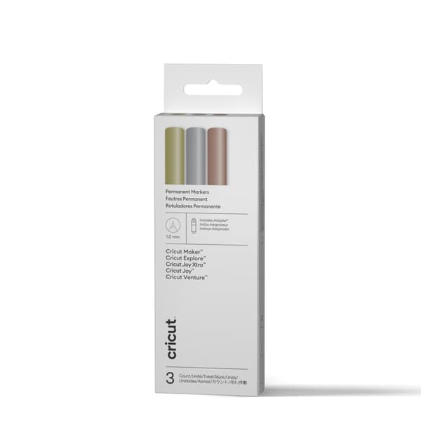 Cricut® Omni Permanent Metallic Markers 1.0 mm, Gold/Silver/Copper (3 ct) + Adapter