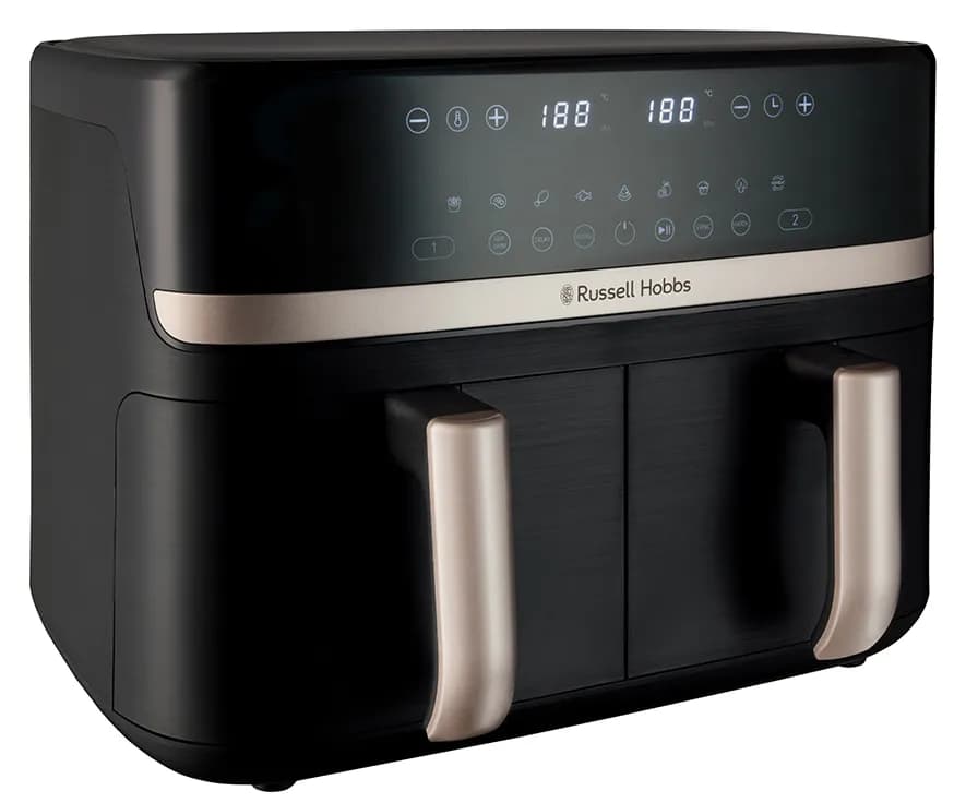 Russell Hobbs Satisfry Dual Basket, 9 l, 2800 W, airfryer, Black with champagne details – Russell Hobbs